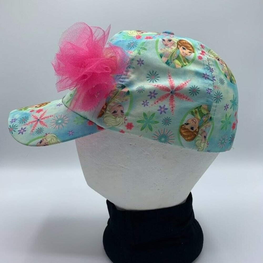 DISNEY Girls Frozen Anna & Elsa Baseball Cap Hat Adjustable One Size Blue Pink - Picture 3 of 9